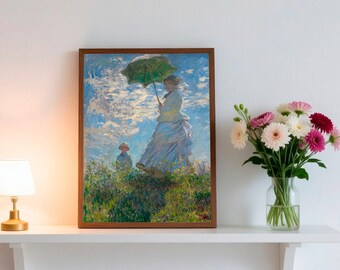 1art1 Claude Monet Leinwandbild „Frau Mit Sonnenschirm“ – 50x40 Cm, Auf Keilrahmen, Made In Germany