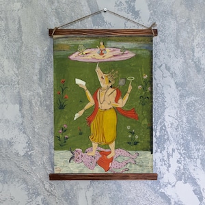 Vishnu as Varaha canvas print, vibrant Indian mythological art for home decor, spiritual wall art gift for meditation room