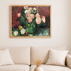 Arte mural de rosas de Vincent Van Gogh, póster vintage colorido para decorar la sala de estar, regalo artístico único