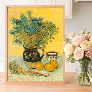 Póster de Van Gogh: Naturaleza muerta, Jarra de mayólica con flores silvestres, Decoración de pared para el hogar, Regalo