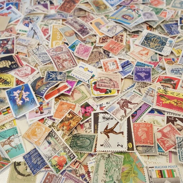 SPÉCIAL!!! 200 timbres-poste vintage worldwide off paper usagés, timbres éphémères vintage, lot de 200 pièces