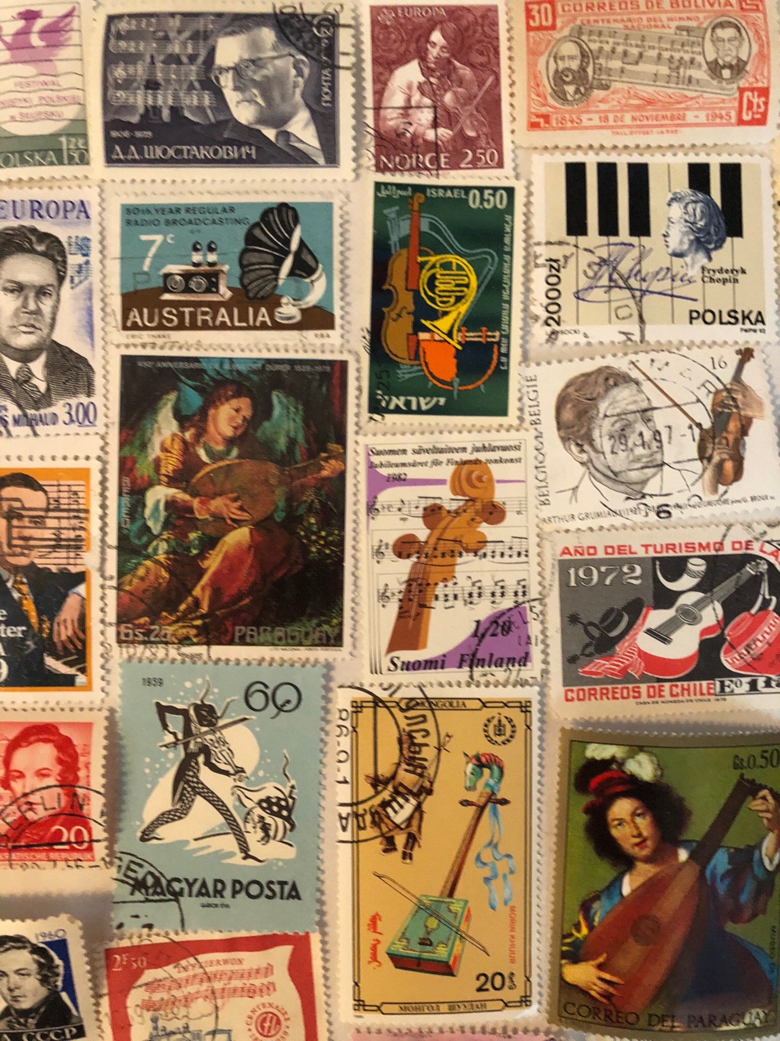MUSIC Theme Postage Stamps Musical Instruments Musicians Etsy