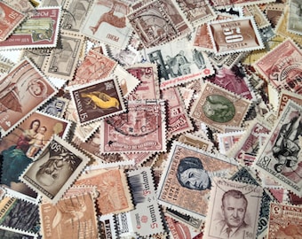 Brown Stamps & Neutral Shades Vintage Postage Stamps, Used Off Paper Worldwide Stamps, 50 Piece Lot