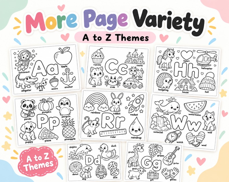 Alphabet Coloring Pages, 26 Preschool Worksheets, ABC Coloring Book ...