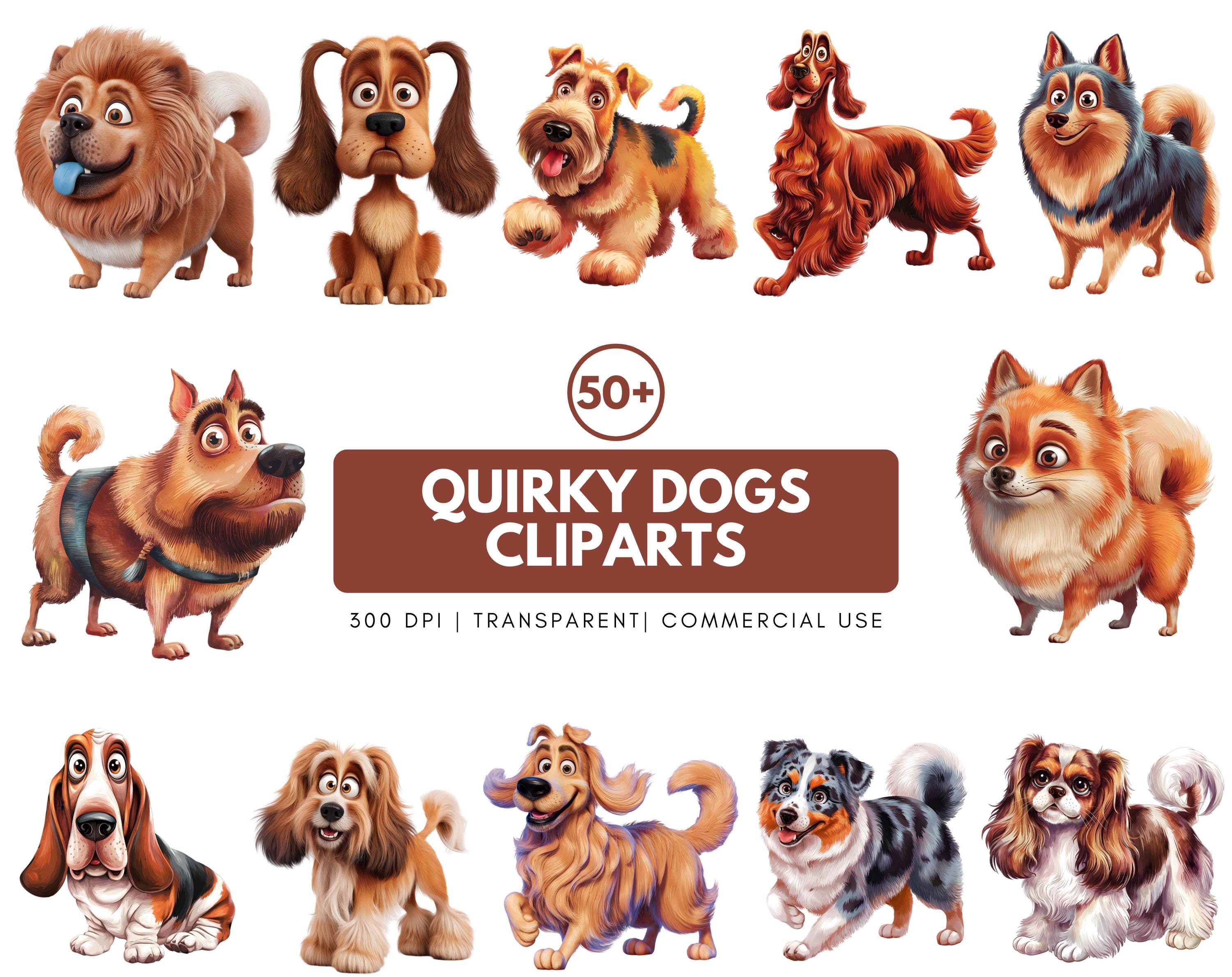 Schrulliger Hund Clipart Bundle: Lustige Haustier Illustrationen (PNG)