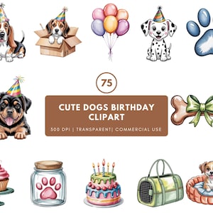 Watercolor Puppy Clipart Bundle: 75 Pastel Dog Breed PNGs (Commercial Use