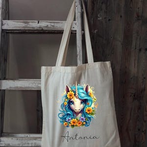 Stoffbeutel | Tote Bag | Beutel | Kitabeutel | Kindergarten | Kinder | Einhorn | Personalisiert | Handmade | Baumwolltasche | Baumwolle