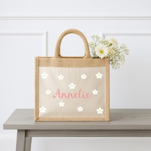 Jutetasche | Shopper | Tagetasche | personalisiert | Geschenk | Kinder | Geschenktasche | Geburtstag | Gänseblümchen | Mädchen | Girl