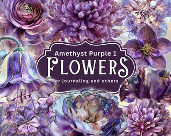 Amethyst Purple Flower Clipart 60 PNGs Transparent Flowers Flower junk Journal Flower Ephemera Purple Flower Clipart Purple Ephemera PNG