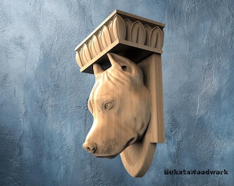 Rustic Pitbull Corbel Shelf Bracket (Dog Lover Wall Decor)