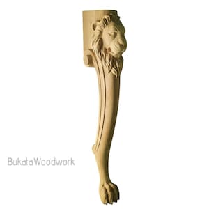 lion head furniture leg, carved wood leg, wooden claw leg, solid wood furniture leg, lion paw table leg, baroque furniture support, 1 piece
