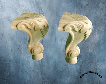 Furniture Legs Set: Short Carved Cabriole Style - Classic Design