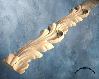 Moldura decorativa de madera: diseño barroco de hojas de acanto (40")
