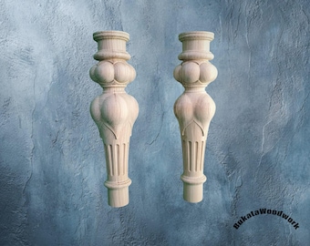 Gambe per tavolo barocche: intagliate in stile classico - Set di 2 pezzi