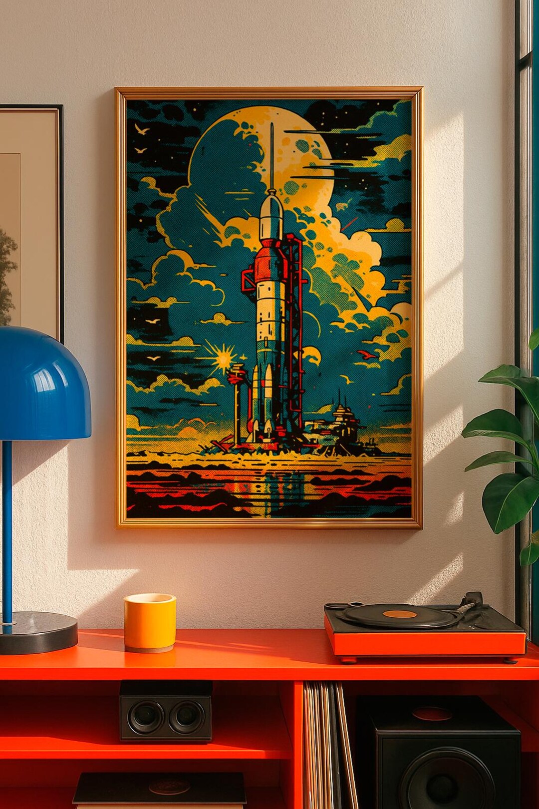 Retro Rocket Launch Poster | Vintage Comic Space Print | 70s Sci-fi ...