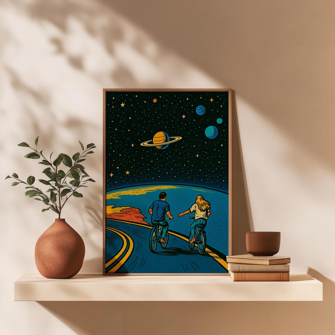 Cosmic Bicycle Adventure Art Print – Astronaut Bike Ride Poster ...