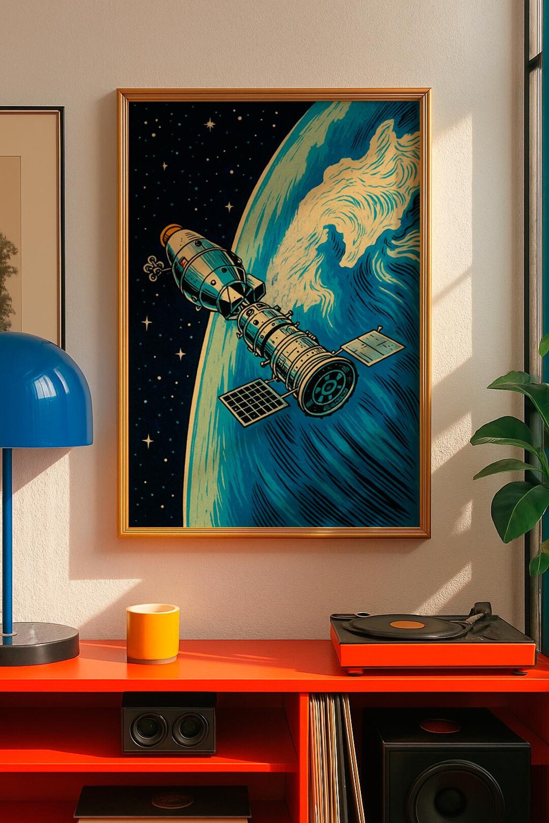 Space Themed Retro Art Print | Astronaut Sci-fi Poster | Cosmic Wall ...
