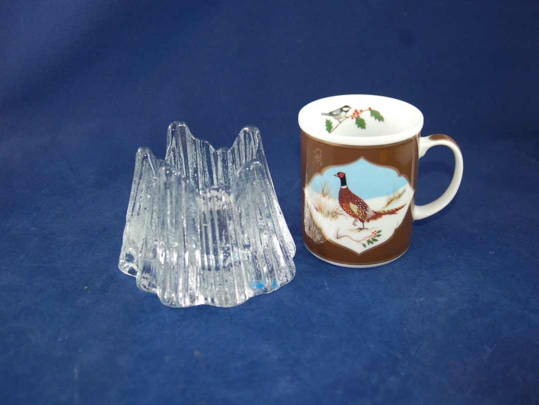 Large Sweden Glassworks Crystal Glass Volcano Votive Candle Holder Rune