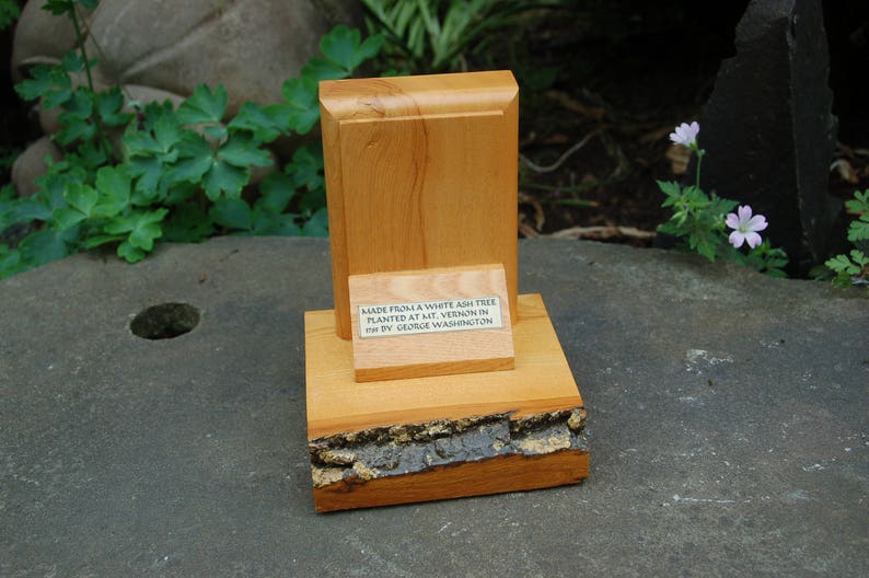 Vernon White Ash Wood Bookend ~ Bookend Made From A White Ash Tree Planted At MT Vernon in 1785 by George Washington 232 year old Mt