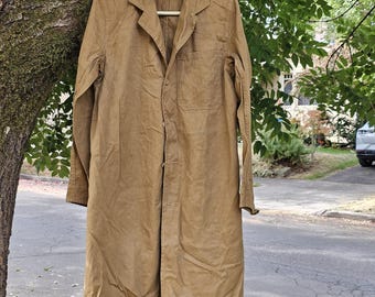 Vtg Rare 70s Stan Ray Black Label Shop Coat Lightly Distressed Brown Pinstripe Hickory Duster Jacket Workwear Chore Coat Sanforized 38 M