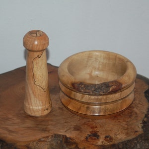 Beautiful Turned Spalted Wood Mortar and Pestle w/ Live Edge Apothecary Herbs Cooking Kitchenware Spells Potions Altars image 1