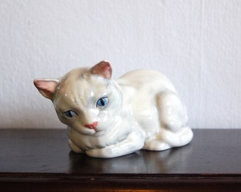 Rare GORT Bone China White & Grey Cat by Jacob, Blue Eyed "Gort" Bone China Cat, GORT China Kitten by Jacob, Gort 254 A - Cat by Jacob