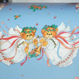 Vintage NOS Lucy Rigg Christmas Wrapping Paper, Angelic Bear Design ~ Factory Folder