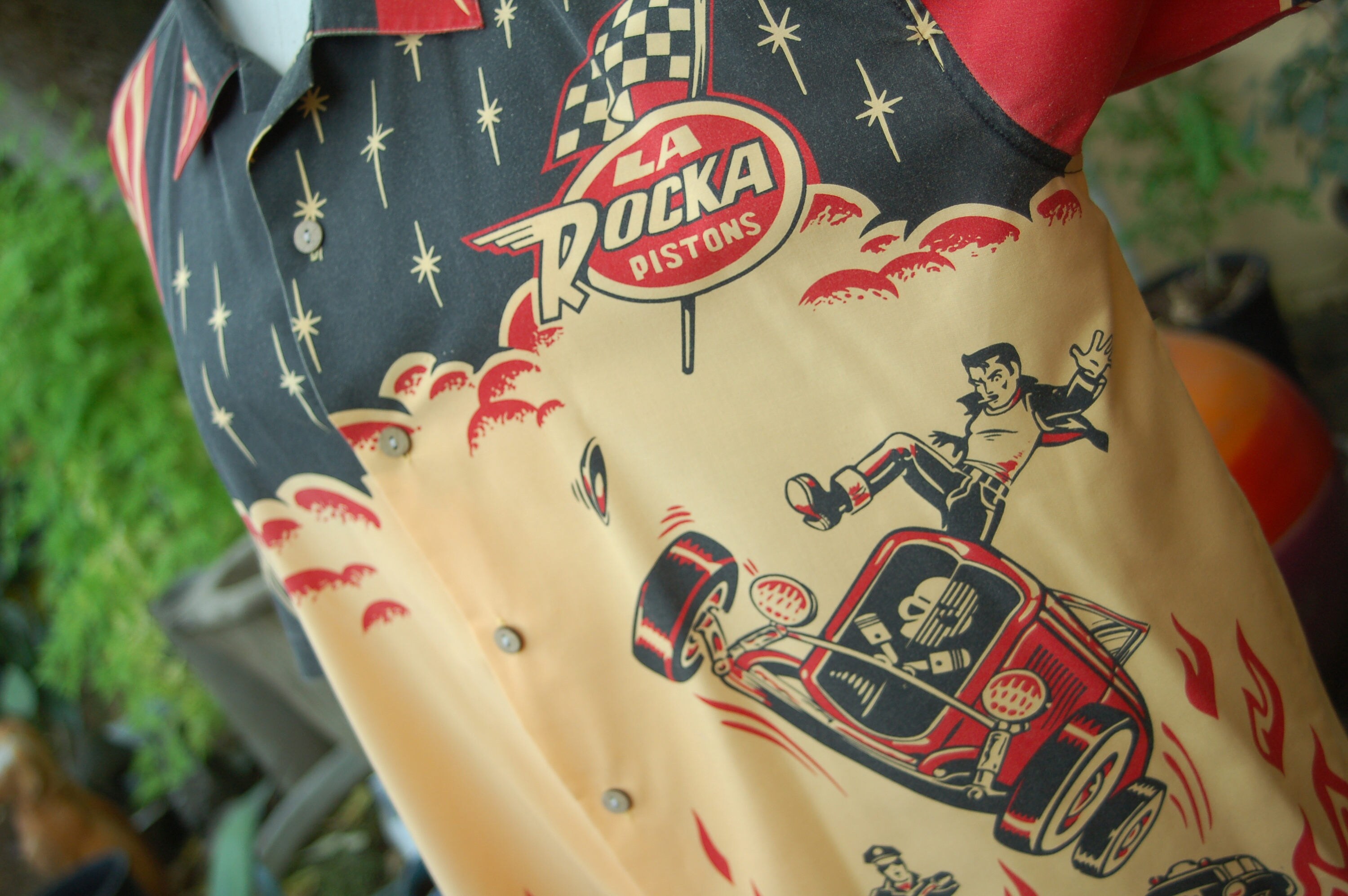 LA ROCKA LONDON HOT ROD RUMBLE 柄シャツ LA ROCKA London BC Ethic Vintage Vince Ray ''hot Rod Rumble