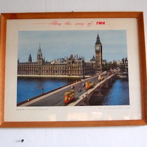 TWA 1955 &quot;England ... House of Parliament&quot; Framed Color-foto by Trans World Airlines Advertising Travel / Tourist Poster / Picture / Litho