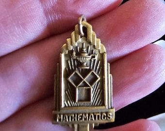 Vintage High School Mathematics Award Gold tone Charm-Scholastic Honor Achievement