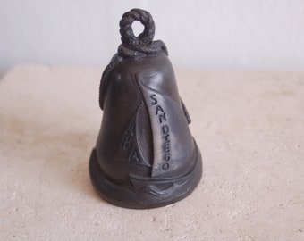 Bronze Bell from the American Bell Association's 1994 San Diego Convention Featuring a Ship at Sea, Rope Topper and Anchor Charm ~Nice Sound