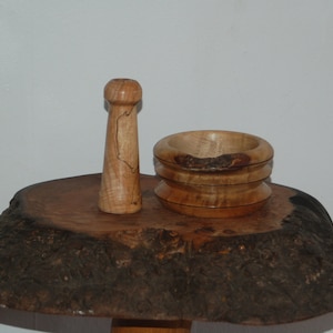 Beautiful Turned Spalted Wood Mortar and Pestle w/ Live Edge Apothecary Herbs Cooking Kitchenware Spells Potions Altars image 3