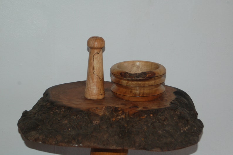 Beautiful Turned Spalted Wood Mortar and Pestle w/ Live Edge Apothecary Herbs Cooking Kitchenware Spells Potions Altars image 3