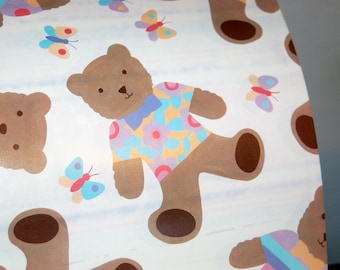 New Old Stock Teddy Bears & Butterflies Gift Wrap, 1986 Teddy Bears w / Butterflies New Wrapping Paper, Current Gift Wrap, 24 « * 30 » Sheet