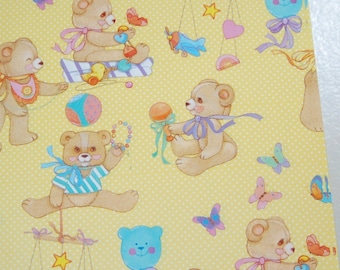 Baby / Toddler Teddy Bears w/ Toys Gift Wrap ~ Vintage Teddy Bears w/ Childhood Toys Wrapping Paper, Current Gift Wrap, 1 NOS factory folded