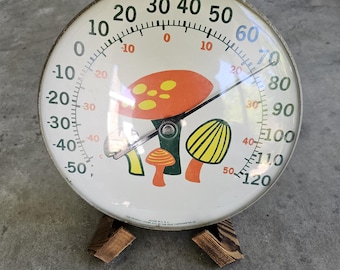 Vintage MCM Original Jumbo Mushroom Dial Thermometer Ohio Company Made In USA ~ 12" ~ Working without Cracks or Breaks