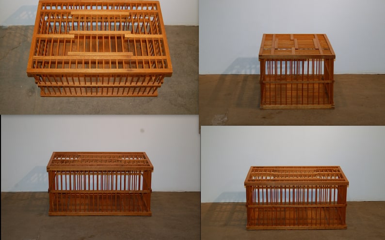 Antique 35 23 17 Wooden Rustic Primitive Poultry / Turkey / Chicken Polished Early 20th Century Cage Coop Coup Coffee Table Furniture image 5