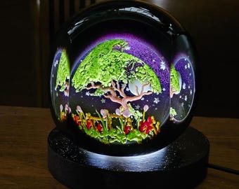2002 Mayauel Ward "Night Garden" Faceted Geode Magnum Paperweight