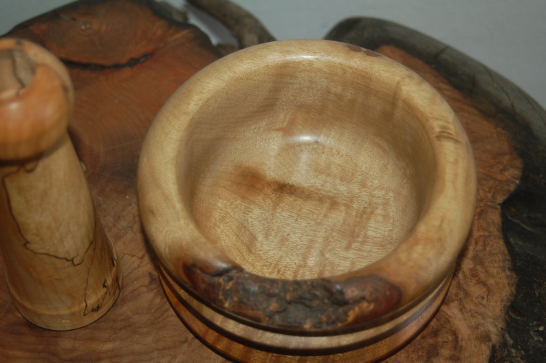 Beautiful Turned Spalted Wood Mortar and Pestle w/ Live Edge Apothecary Herbs Cooking Kitchenware Spells Potions Altars image 4