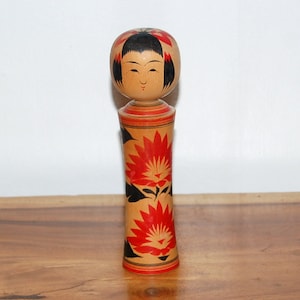 Kokeshi Japanese 8&quot; Wooden Doll Artist Signed Ningyo