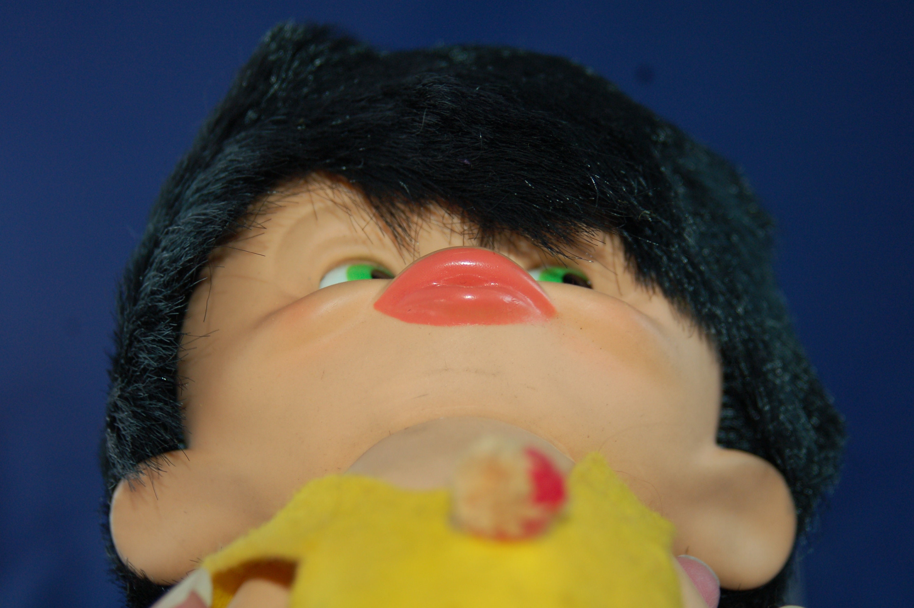 UNICA Belgium 1965 Dark Hair Yellow Felt Clothes Monkey Boy Jolly