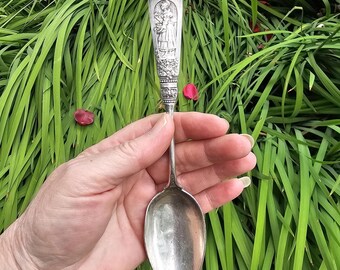 Antique Fontainebleau by Gorham Sterling Silver Figural Scene Spoon by Anton Heller 1880 ~ 7 " long Oval Soup Spoon ~ 44.5gr
