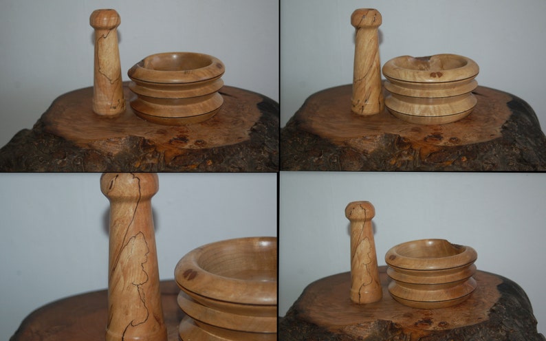 Beautiful Turned Spalted Wood Mortar and Pestle w/ Live Edge Apothecary Herbs Cooking Kitchenware Spells Potions Altars image 8