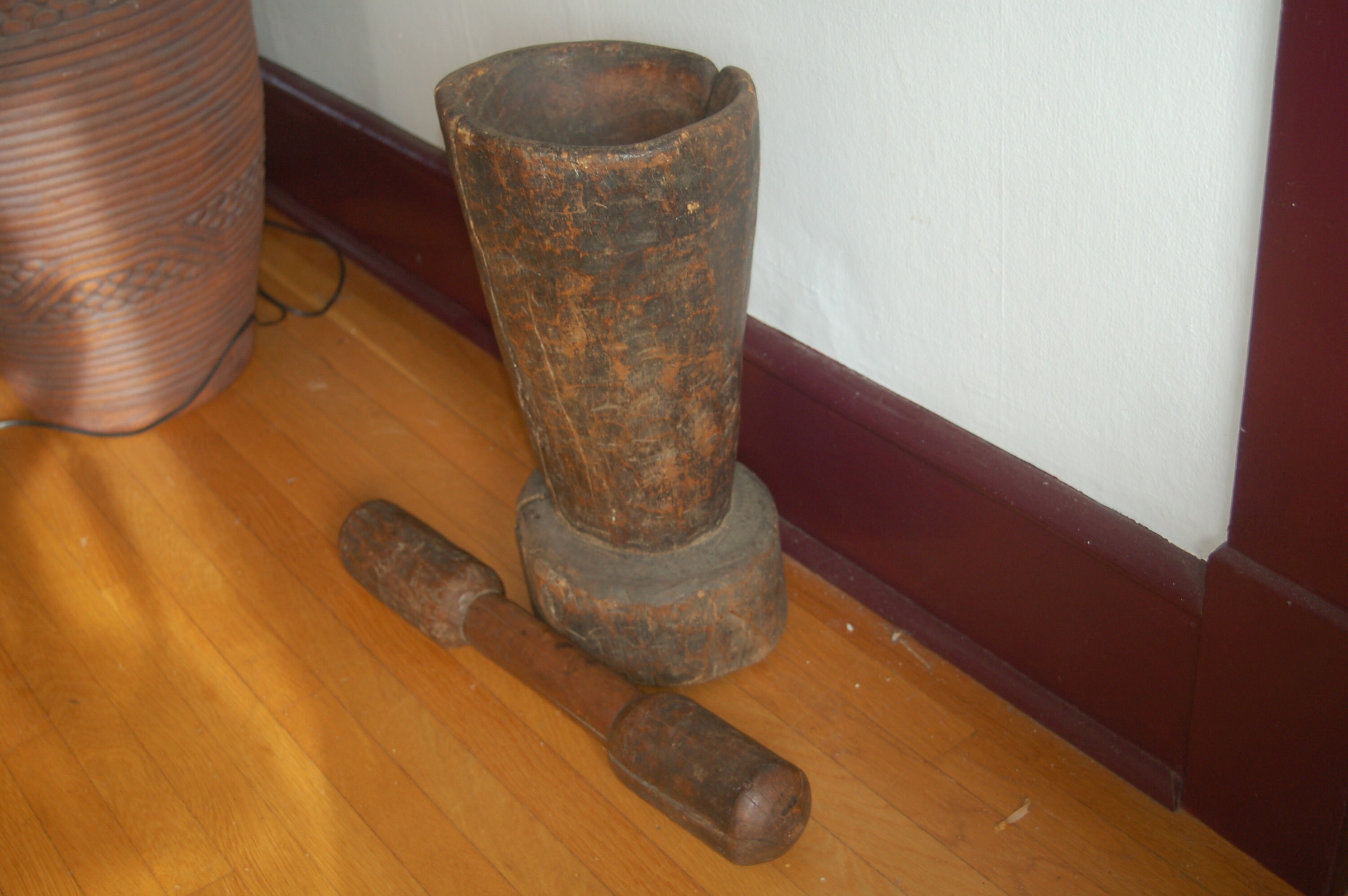 Vintage Japanese Wooden Rice Pounder Bowl & Pestle ~ Hand