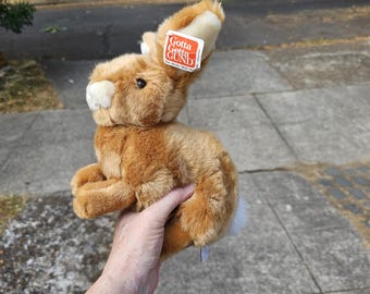 Vintage Gund Babs Brown Bunny Rabbit Plush, Style 36327,  White Cottontail Stuffed Animal Easter Core with Hang Tag and Tush Tag