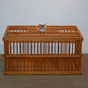 Antique 35&quot; * 23&quot; * 17&quot; Wooden Rustic Primitive Poultry / Turkey / Chicken Polished Early 20th Century Cage Coop Coup Coffee Table Furniture