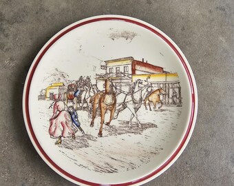 Vernon Kilns 1940's Bits of the Old West "The Fleecing" ~ 8 5/8" Plate ~ EUC