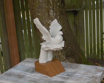 Rare Lado V. Goudjabidz ~ Lado ~ 1991 "Peace Dove in Hands" Sculpture ~ White Dove Flying From Hands Lado Sculpture ~ Excellent Condition