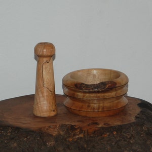 Beautiful Turned Spalted Wood Mortar and Pestle w/ Live Edge Apothecary Herbs Cooking Kitchenware Spells Potions Altars image 2