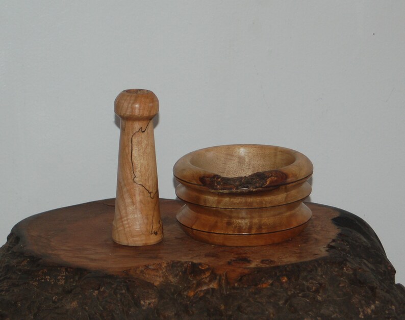 Beautiful Turned Spalted Wood Mortar and Pestle w/ Live Edge Apothecary Herbs Cooking Kitchenware Spells Potions Altars image 2